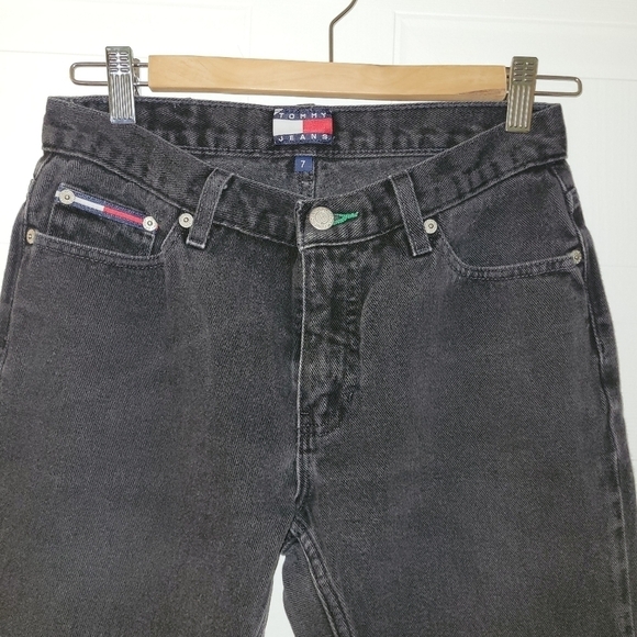 Tommy Hilfiger Jeans Black Denim Straight Leg Size 7 Waist 14.5" Inseam 28" - Picture 7 of 8